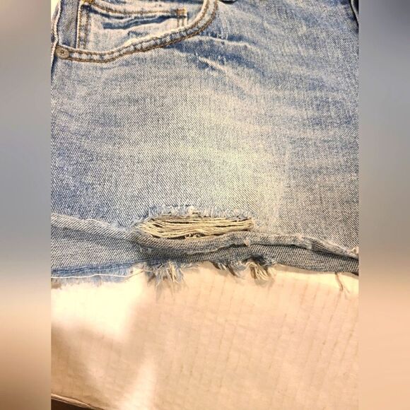Free People Rolled Hem Button Fly Denim Shorts, Distressed, frayed Hemline | 29 - Picture 5 of 10